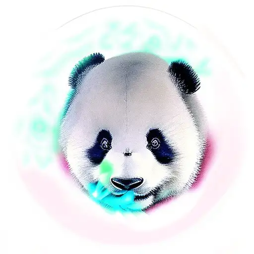 Chubby Cheek Caucasion Baby Boy Face Embedded Onto Panda