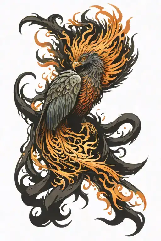 Phoenix Rising From Flames And Ashes