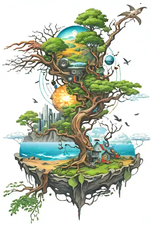 Technology Versus Nature Scene