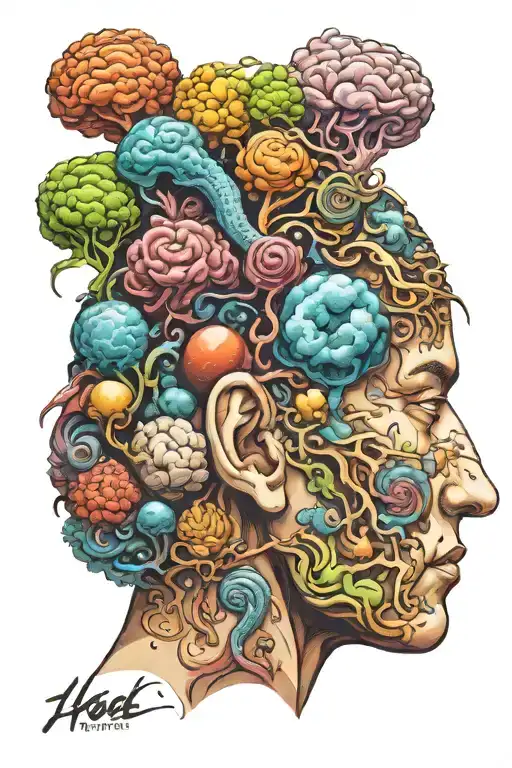 Head With Multiple Brain Bubbles Containing Family Nature Technology