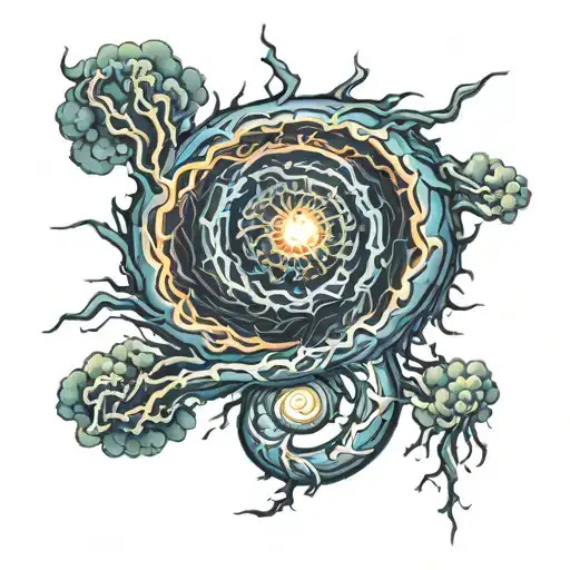 Spiral Made Of Electricity And Thunder Cloud
