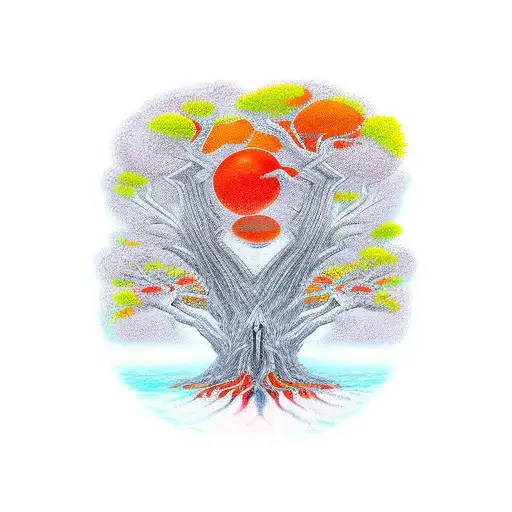 Tolkien Tree Red Yellow Orange