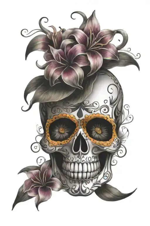 Sugar Skull And Lillies Wrapping