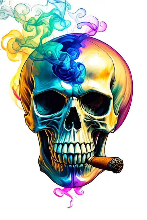 Skull With Cigar Smoke