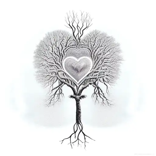 Family Tree With The Roots Forming A Realistic Heart