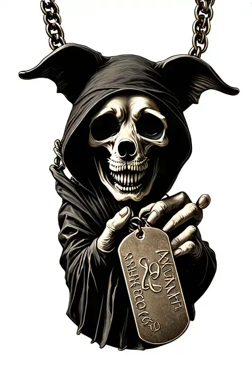 Grim Reaper Hands Holding Dog Tag Necklace