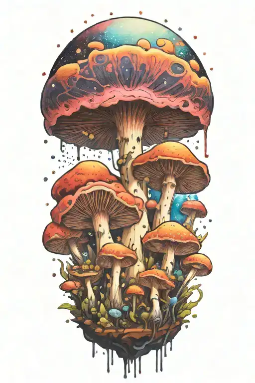 Galaxy Themed Vibrant Colored Space Mushrooms