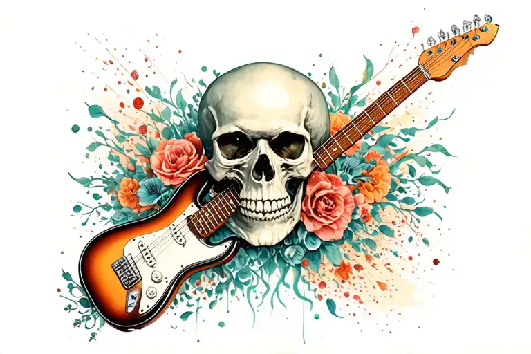 Skull And Guitar Surrounded