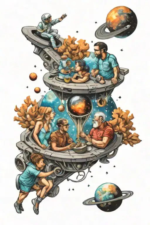 Family In Space Surrounded