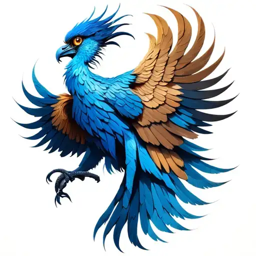 Blue Phoenix With The Eyes Of Ra And Horus