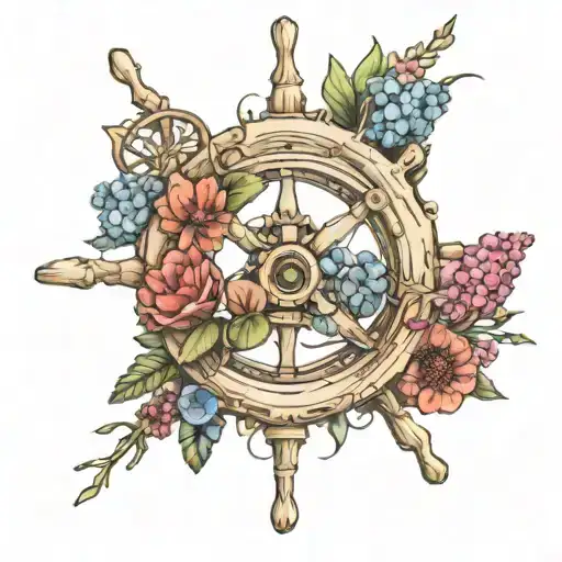Ships Wheel With Birth Flowers Of November July January April Make Sure All Flowers Show