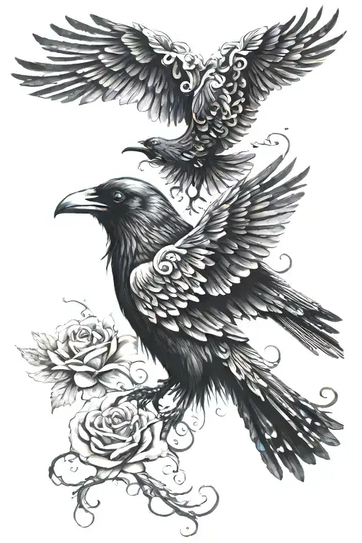 Raven Flying With Fairy Riding