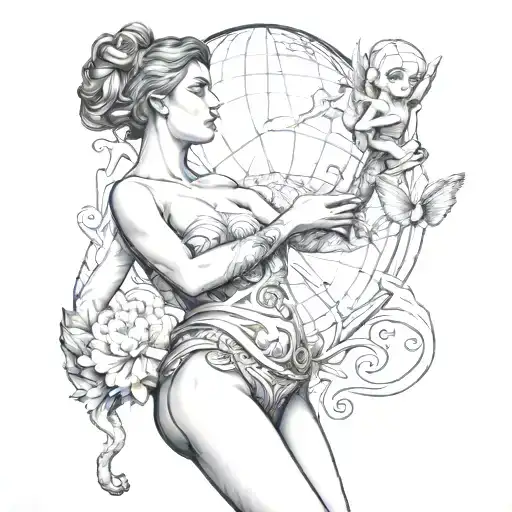 Female Atlas Holding World