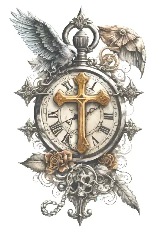 Christian Cross And Stopwatch