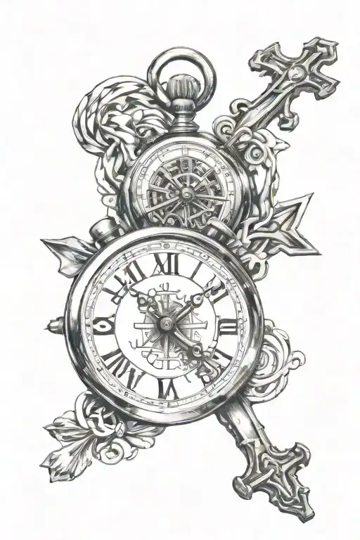 Christian Cross And Stopwatch