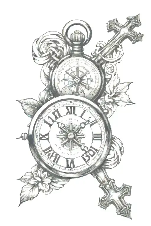 Christian Cross And Stopwatch