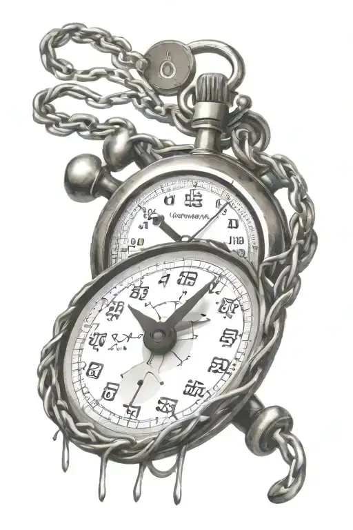 Christian Cross And A Stopwatch In Barber Wire