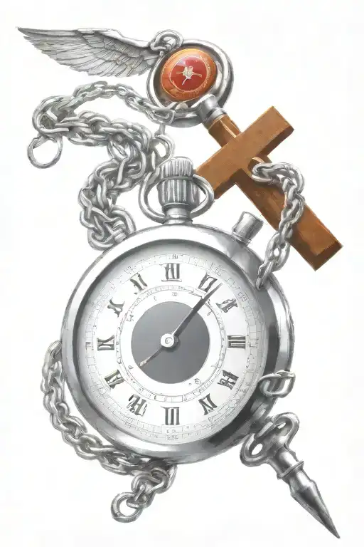 Christian Cross And A Stopwatch In Barber Wire