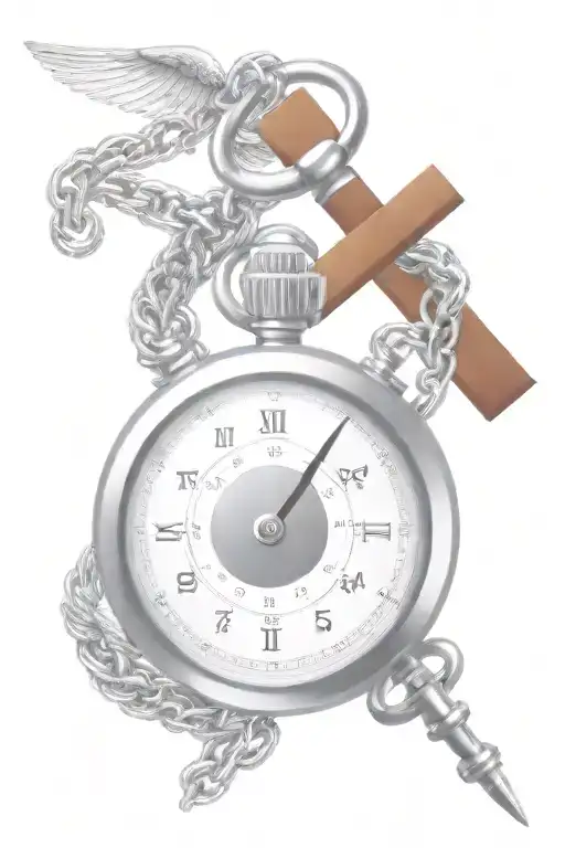 Christian Cross And A Stopwatch In Barber Wire