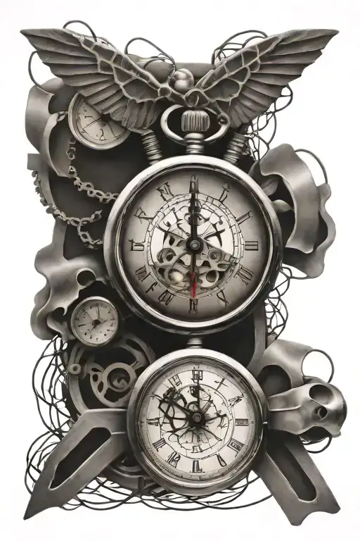 Christian Cross And A Stopwatch In Barber Wire