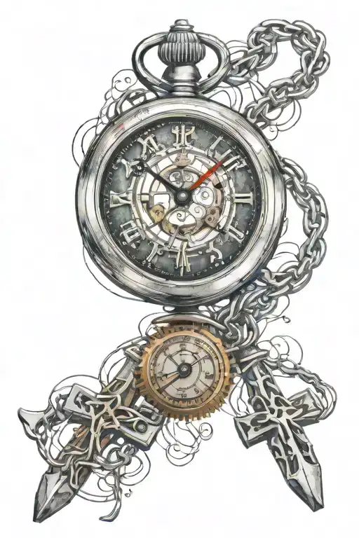 Christian Cross And A Stopwatch In Barber Wire