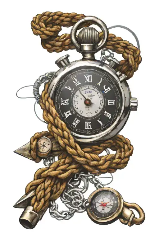 Christian Cross And A Stopwatch In Barber Wire