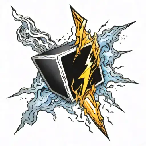 A Black Square With A Lightning Bolt Striking
