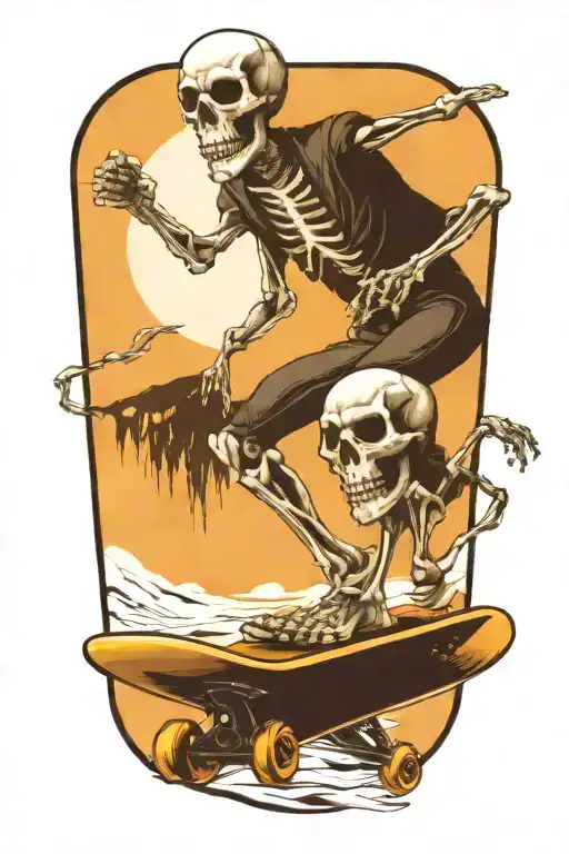 Skeleton Riding Skateboard