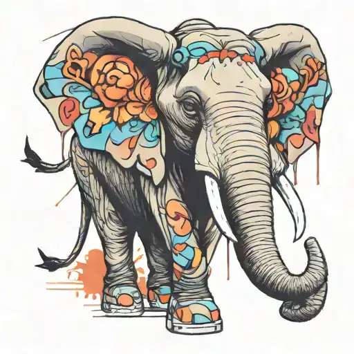 Elephant Wearing Air Jordans Graffiti