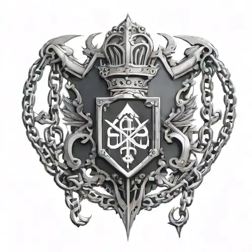 Very Futuristic And Dark Style Of The Serbian Emblem Engorged By Chains And Hell Stuff
