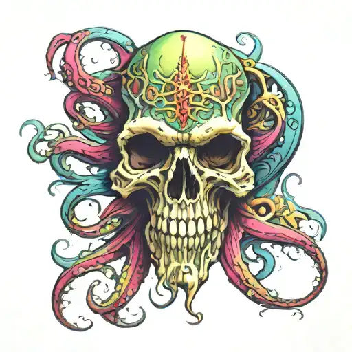 Cthulhu Skull With Vibrant Colors