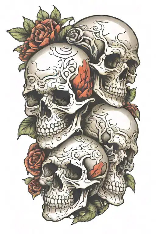 Three Skulls Piled On Top Of Each Other