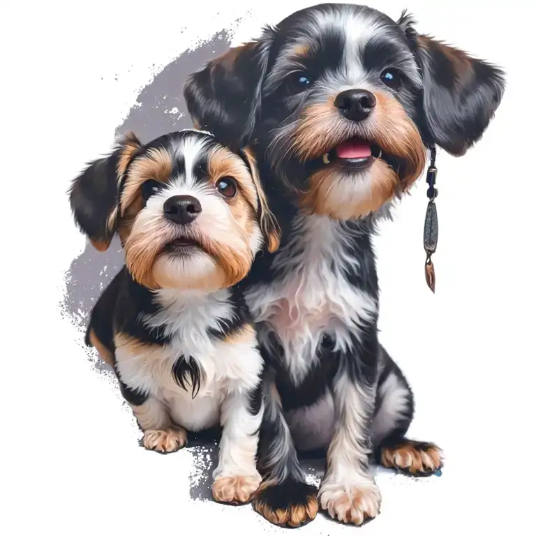 Two Adorable Dogs Sitting Side By Side