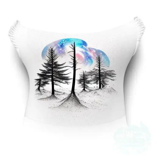 Shoulder Sleeve With Trees Fading Into Desert With Night Galaxy On Top