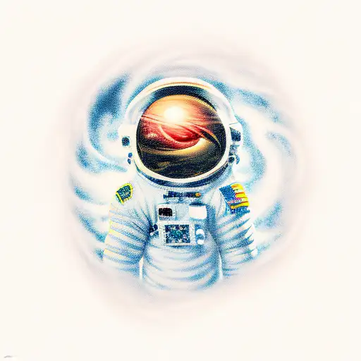 Astronaut With Clouds And A Black Hole