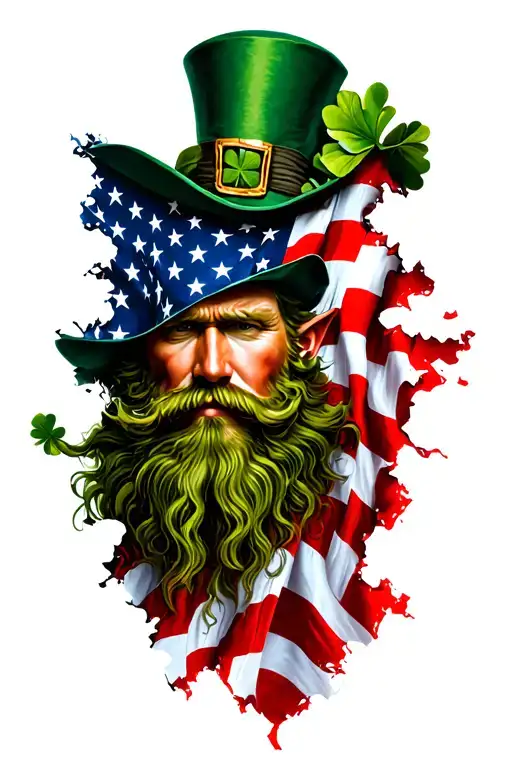 Usa Flag Tattered Through Skin Leprechaun