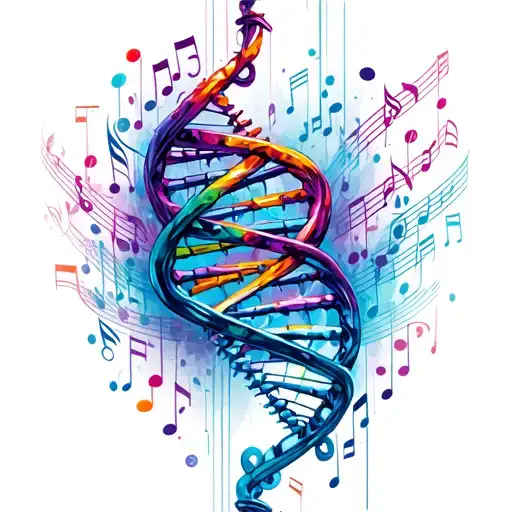 Dna Mixed With Music Notes