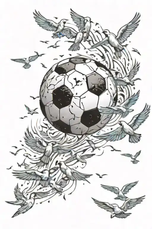 A Realistic Soccer Ball Morphing Into A Flock Of Birds Flying Over The Ocean