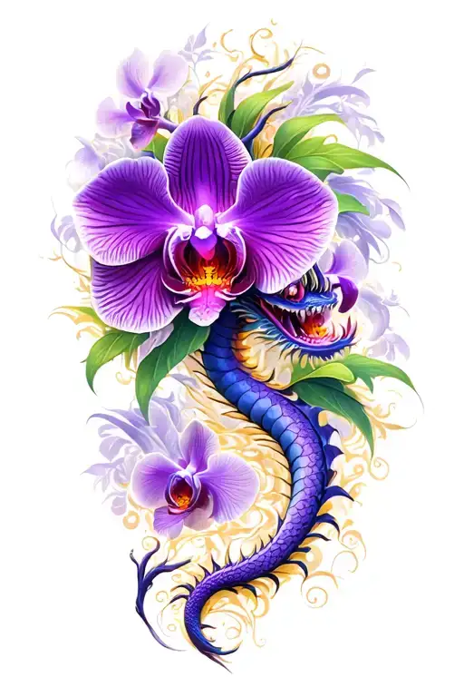 Purple Dragon And Orchid Thigh