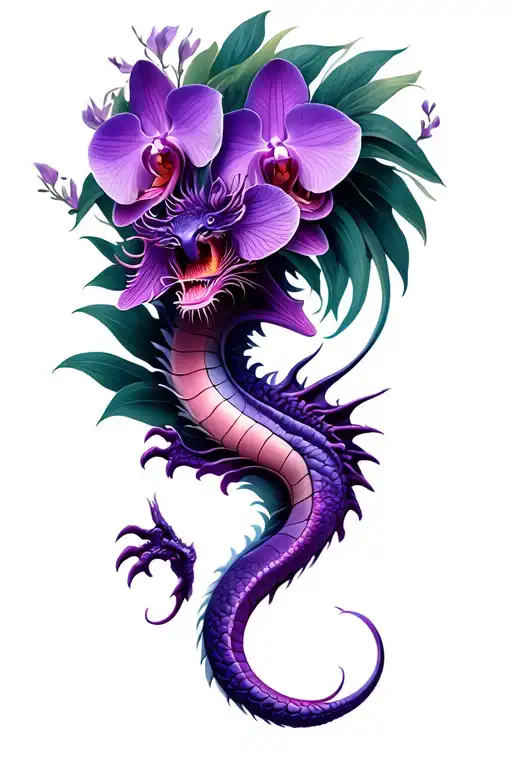 Purple Dragon And Orchid Thigh