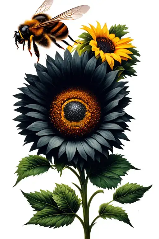 Honey Bee And Sunflower