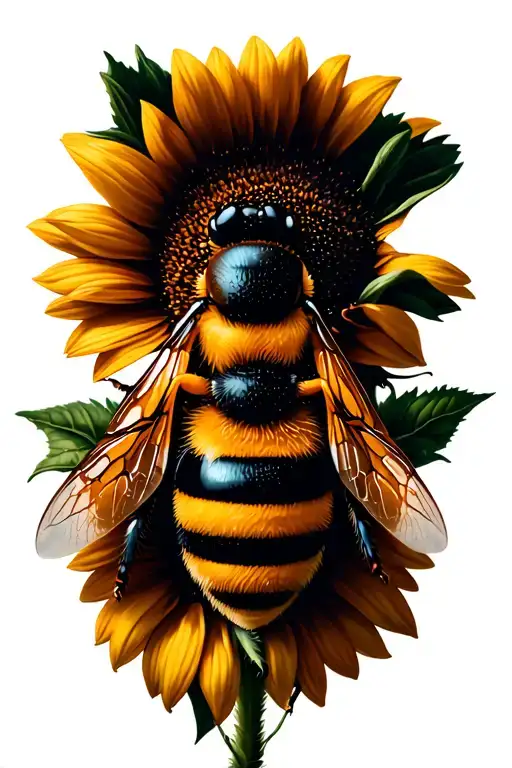 Honey Bee And Sunflower