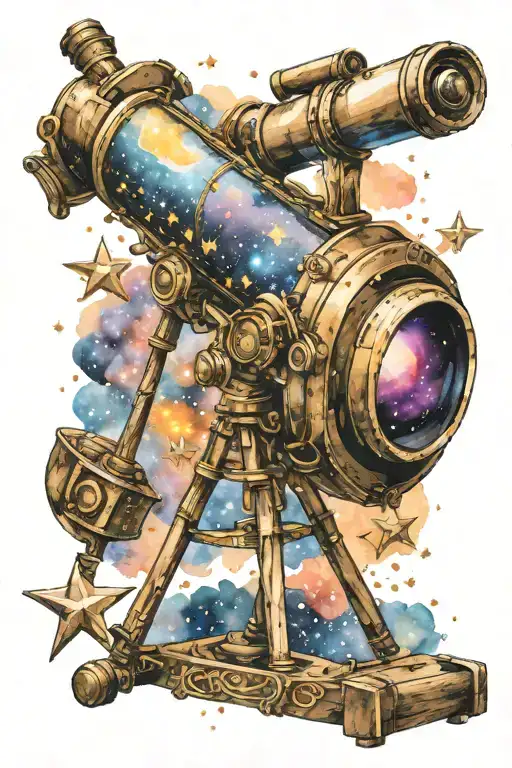 A Telescope Surrounded By Swirling Watercolor Stars