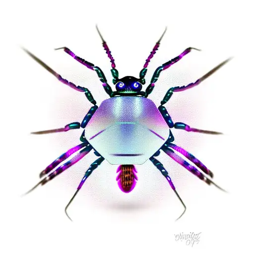 Cyber Y2k Metallic Spider With Purple Webs