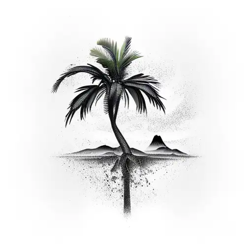 Palm Tree And Montain