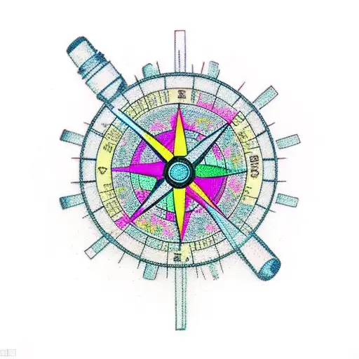 Girly Compass With Japanese Flowers