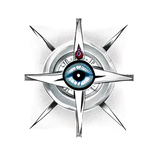Greek Evil Eye With A Compass