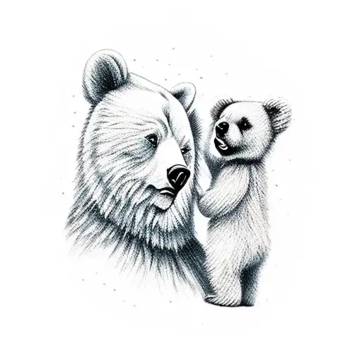 Little Girl Petting Big Bear