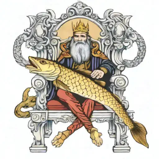 Carp And God Loki Sits On The Throne