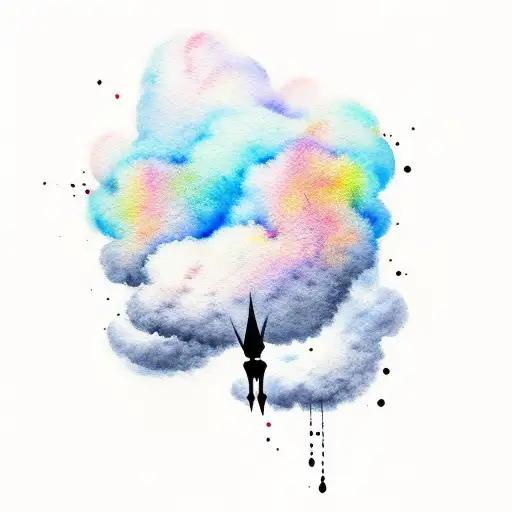 Watercolor Cloud With Black Smoke